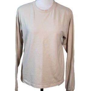 Reformation Jeans Long Sleeve Crew Neck Organic Cotton Tee Shirt Cream Women XS